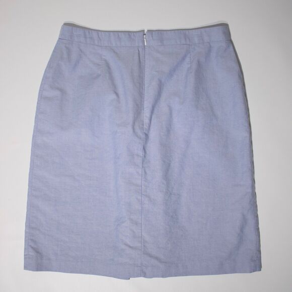 Brooks Brothers Light Blue Front Pleated Skirt 100% Cotton Women Size 10 (A3) - Picture 2 of 10